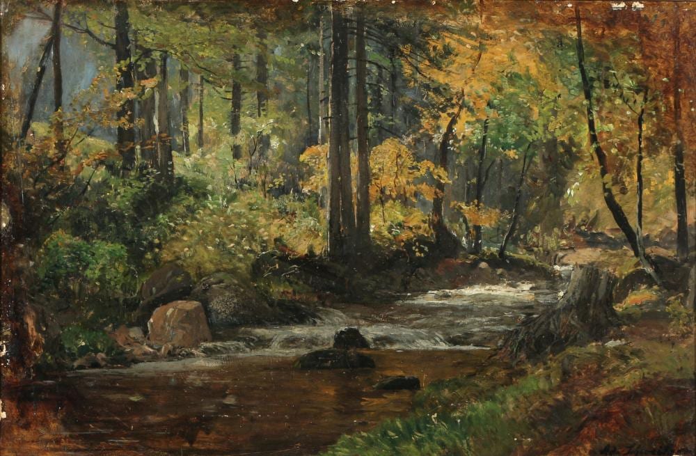 Adolf Gustav Schweitzer comparable auction result: adolf gustav schweitzer 1847 1914 forest landscape with stream