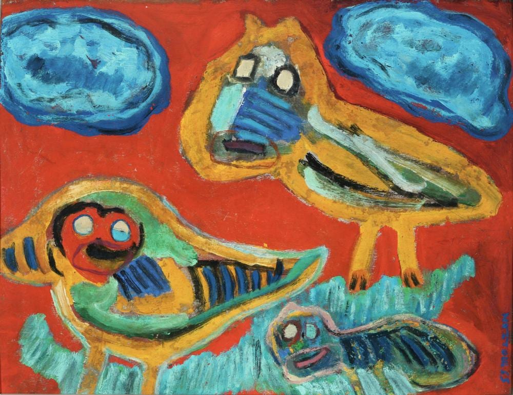 Galliano Mazzon comparable auction result: galliano mazzon 1896 1978 bird family 1959