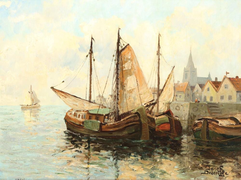 josef dederichs 1873 1958 sailing ships at the harbor · Antikauktion Krefeld · 2023-12-09 Josef Dederichs comparable auction result: josef dederichs 1873 1958 sailing ships at the harbor