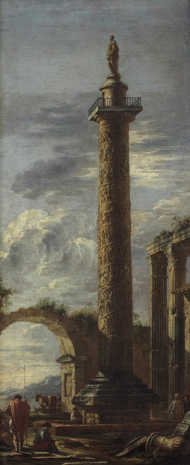Giovanni Ghisolfi comparable auction result: giovanni ghisolfi italian circa 1623 1683 trajan s column with figures nearby and an architectural capriccio with an obelisk 2
