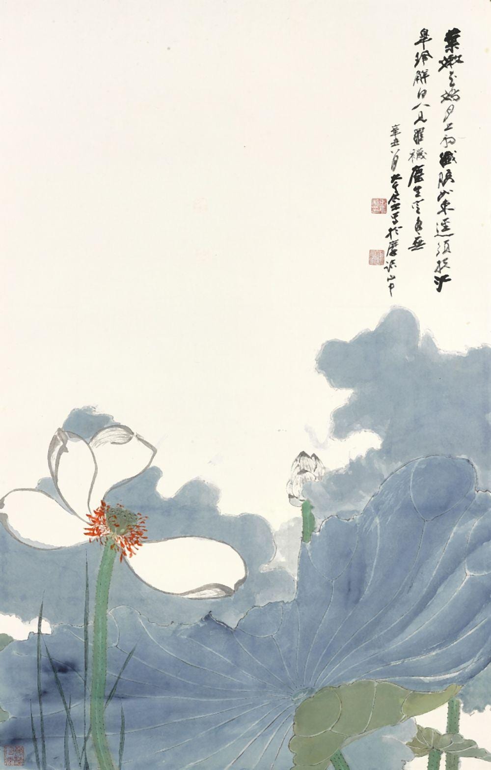 張大千　白蓮 | Zhang Daqian, White Lotus comparable sale