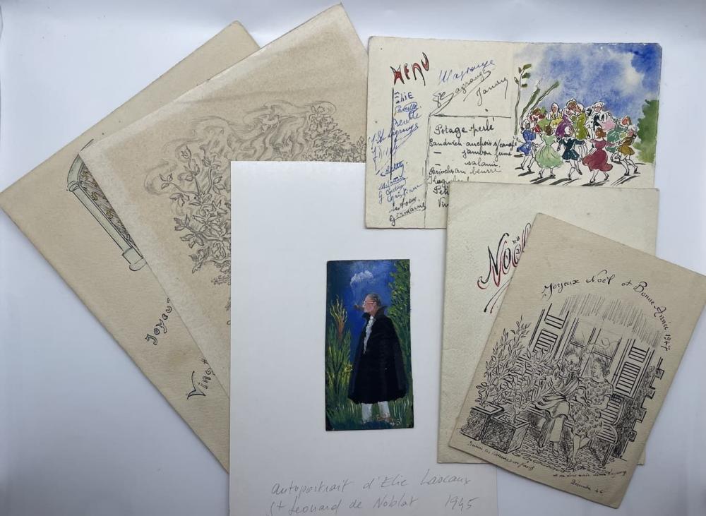 Elie Lascaux comparable auction result: elie lascaux 1888 1969 set of 6 works signed drawings gouache autograph writings