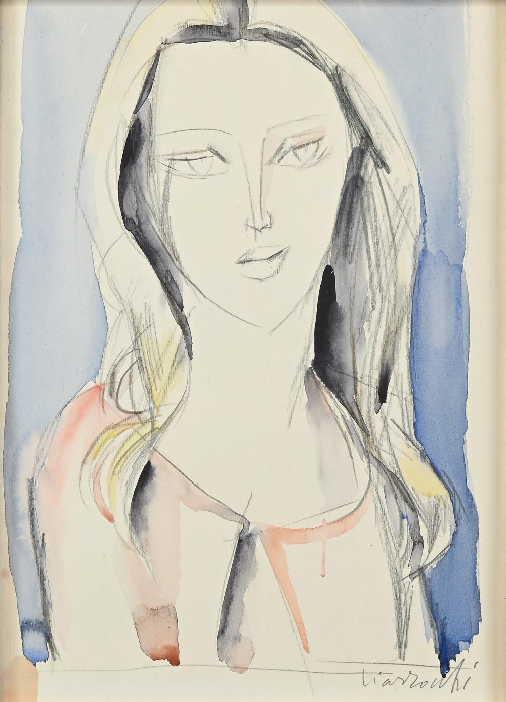 Arnoldo Ciarrocchi comparable auction result: arnoldo ciarrocchi civitanova marche 1916 civitanova marche 2004 portrait pencil and watercolor on paper cm 33x21 in frame 47x39 cm signature at the bottom right ciarrocchi