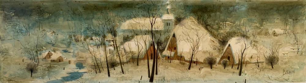 Georges Damin comparable auction result: georges damin 1942 le village enneig