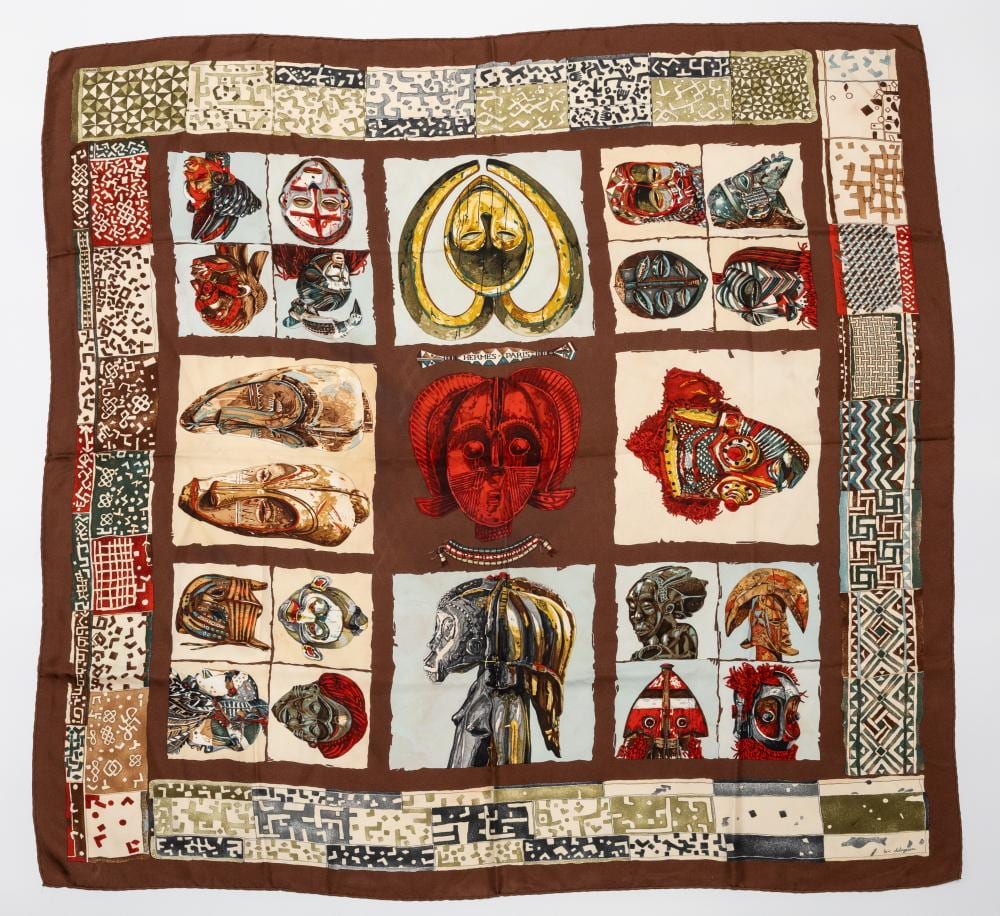 Loïc Dubigeon comparable auction result: herm s persona a silk scarf designed by lo c dubigeon