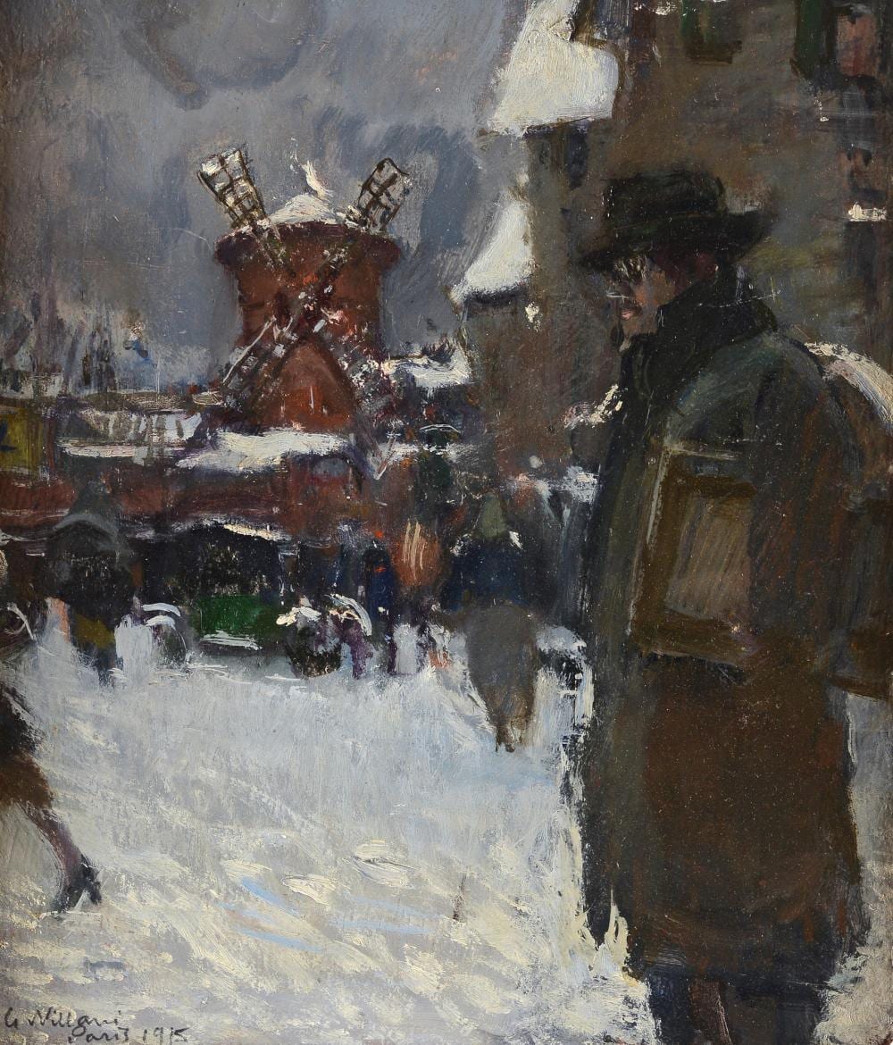 Gennaro Villani comparable auction result: gennaro villani napoli 1885 milano 1949 pigalle sotto la neve 1915
