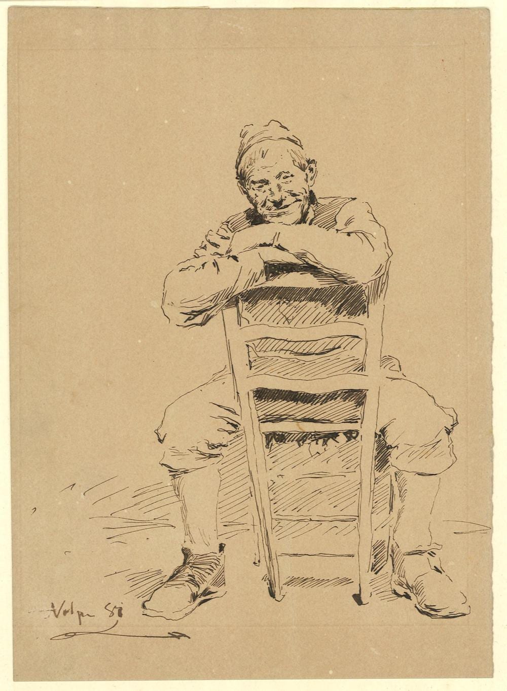Vincenzo (1854) Volpe comparable auction result: vincenzo volpe grottaminarda 1855 napoli 1929 anziano a braccia conserte su una sedia china cm 15x20