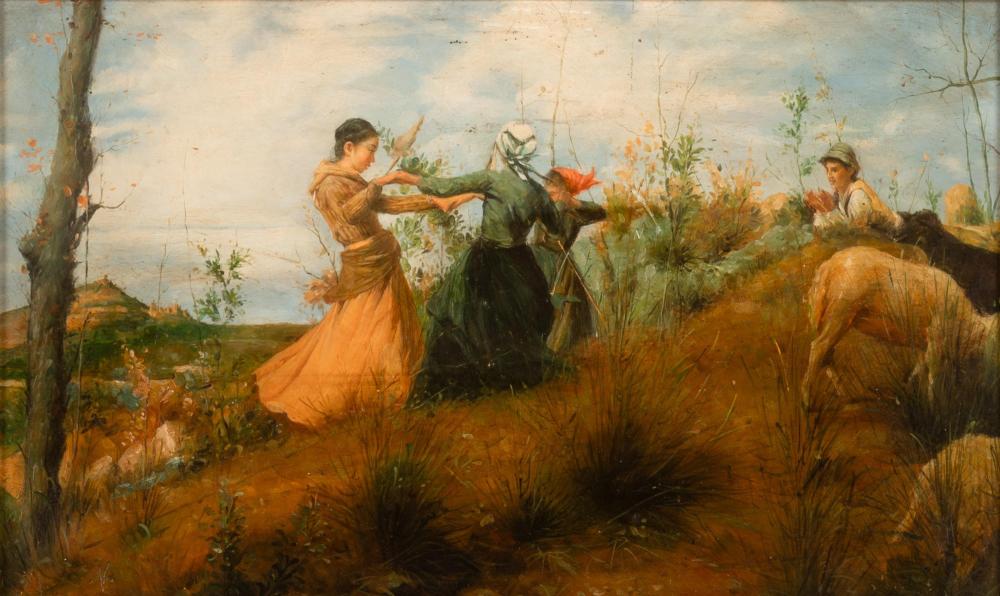 Niccolò Cannicci comparable auction result: niccol cannicci firenze 1846 firenze 1906 girotondo tra i campi olio su tela