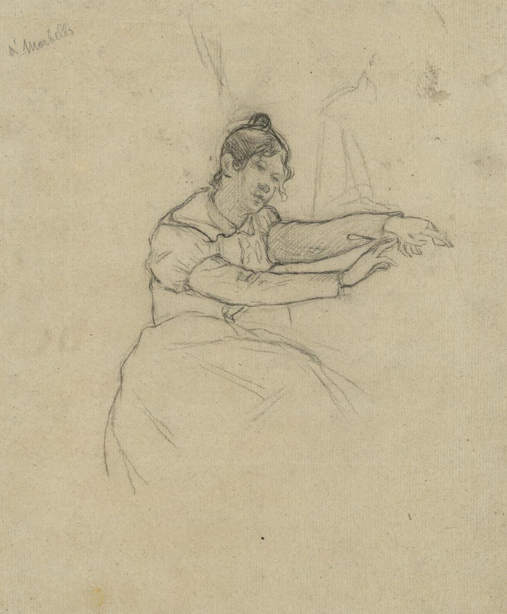 Angelo Morbelli comparable auction result: angelo morbelli alessandria 18 luglio 1853 milano 1919 giovane donna grafite cm 22x22