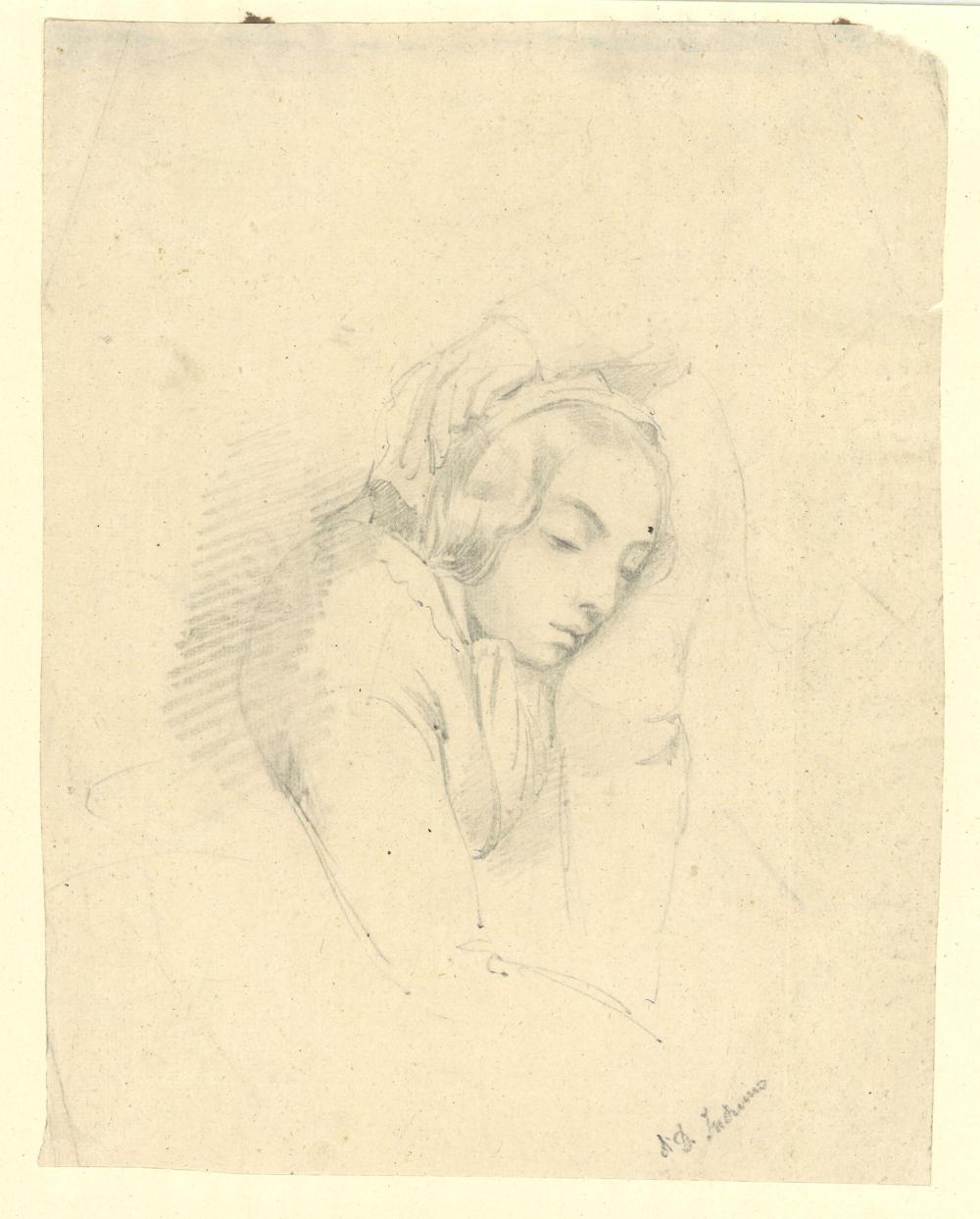 Domenico Induno comparable auction result: domenico induno italia 14 maggio 1815 milano 5 novembre 1878 mano sul capo di una giovane fanciulla matita cm 15x18