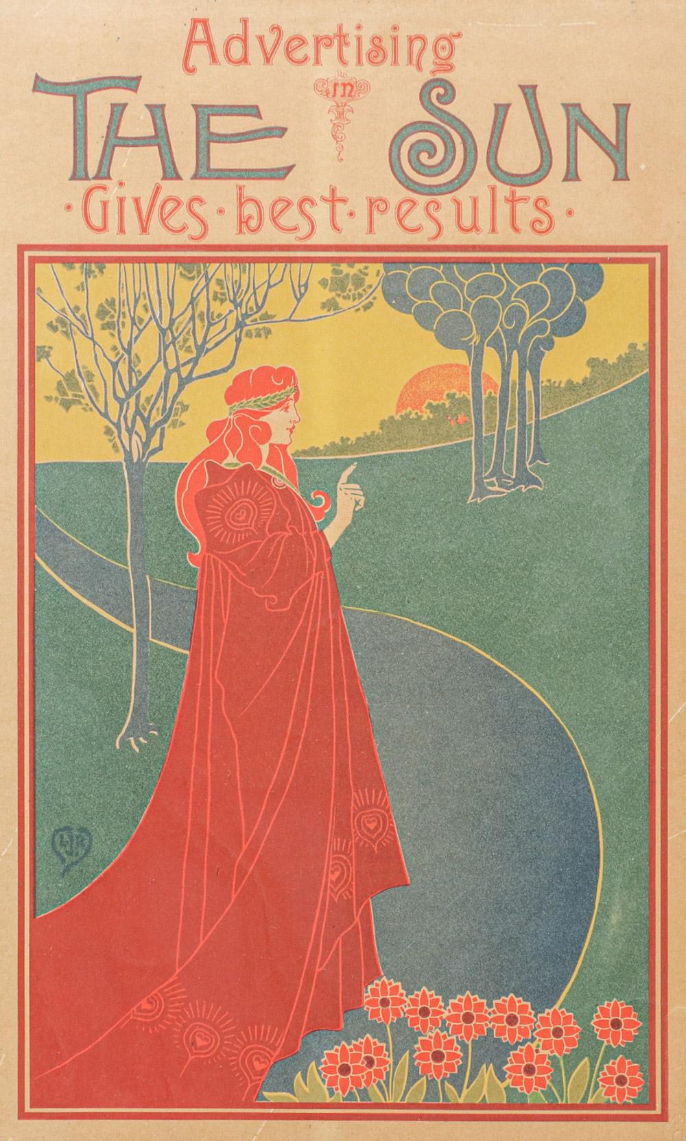 Louis John Rhead comparable auction result: louis john rhead 1857 1926 original poster advertising in the sun gives best results 1895