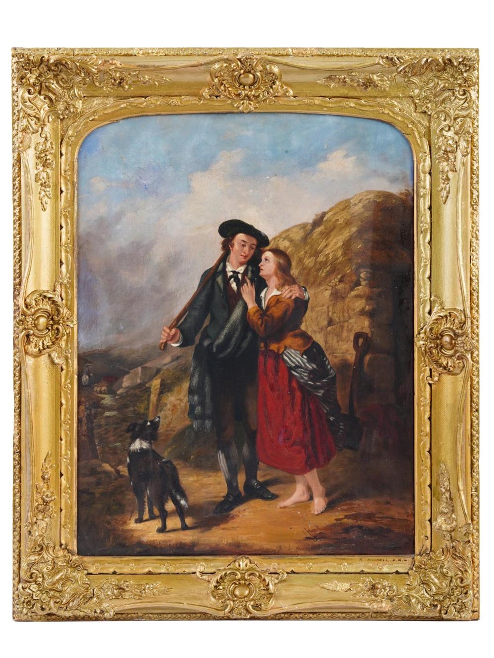 Richard Ansdell comparable auction result: antique british dog oil painting by richard ansdell