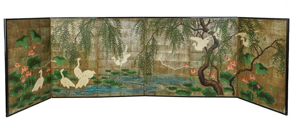 Robert Crowder comparable auction result: robert crowder american 1910 2010 six paneled chinese style screen