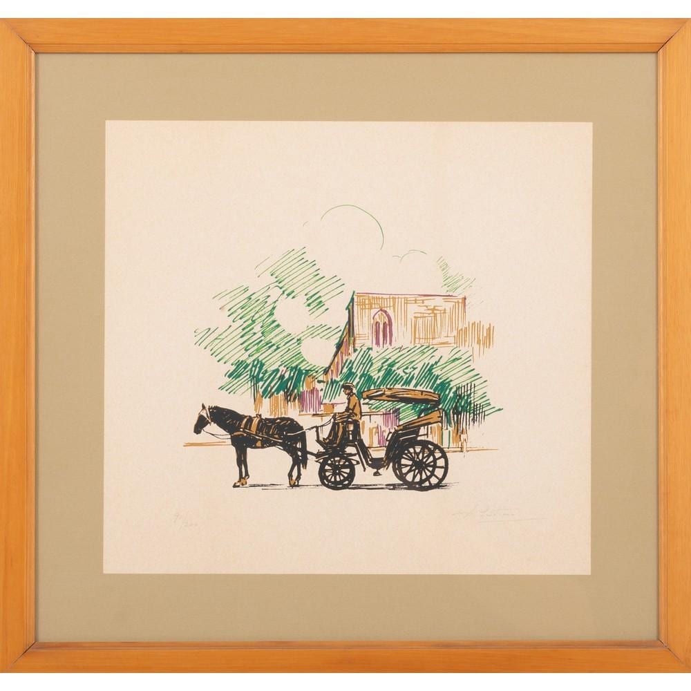 Antonio Cutino comparable auction result: antonio cutino carrozza con cavallo litografia a colori