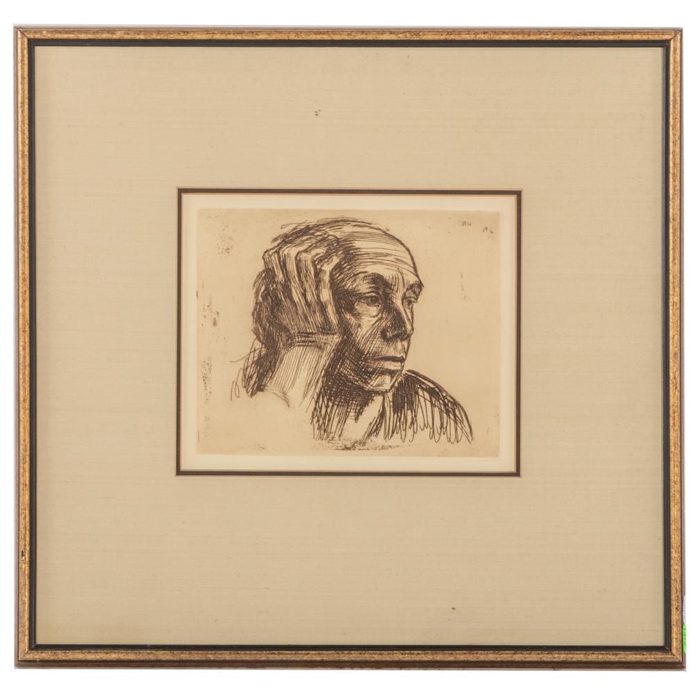 Kathe Kollwitz. “Selbstbildnis,” etching sold by Alex Cooper, lot 1312 — auction record photograph