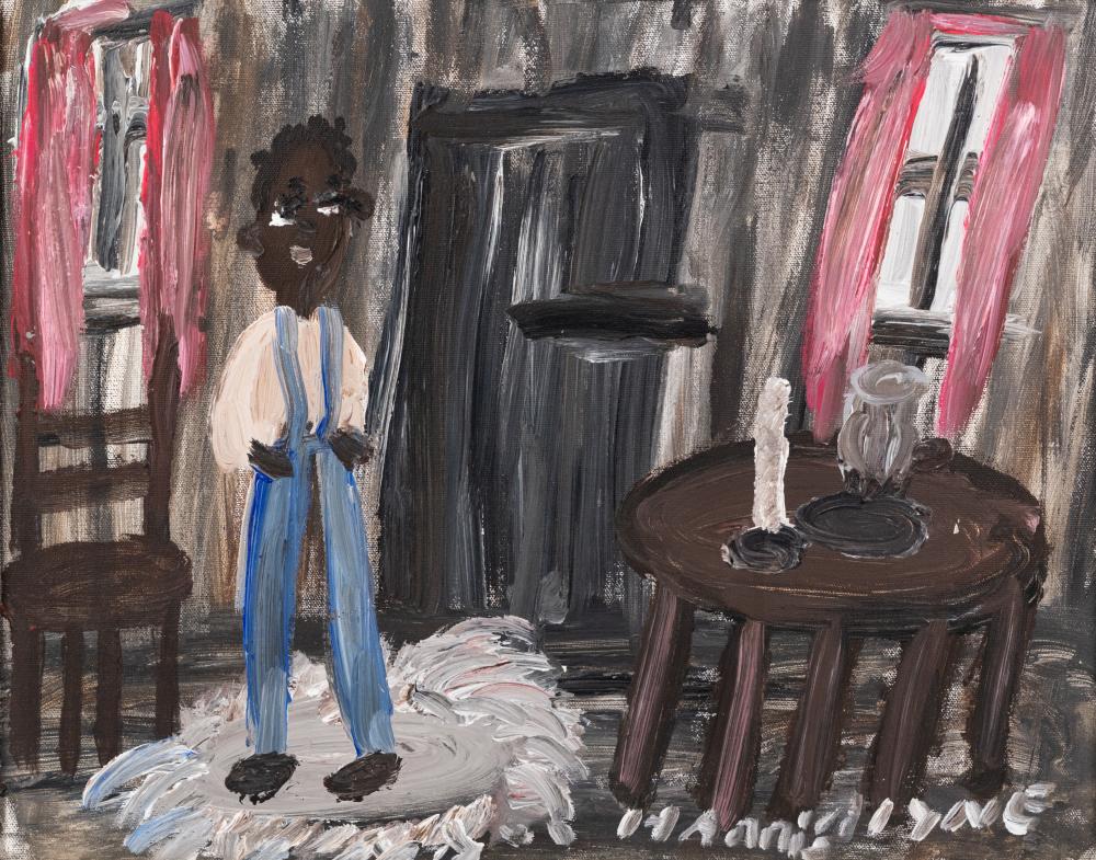Alyne Harris comparable auction result: alyne harris farmer man in his living room o c painting