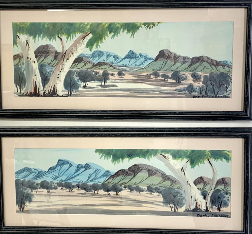 Brenton Raberaba comparable auction result: brenton raberaba 1951 1974 a pair of hermannsberg central australian landscapes