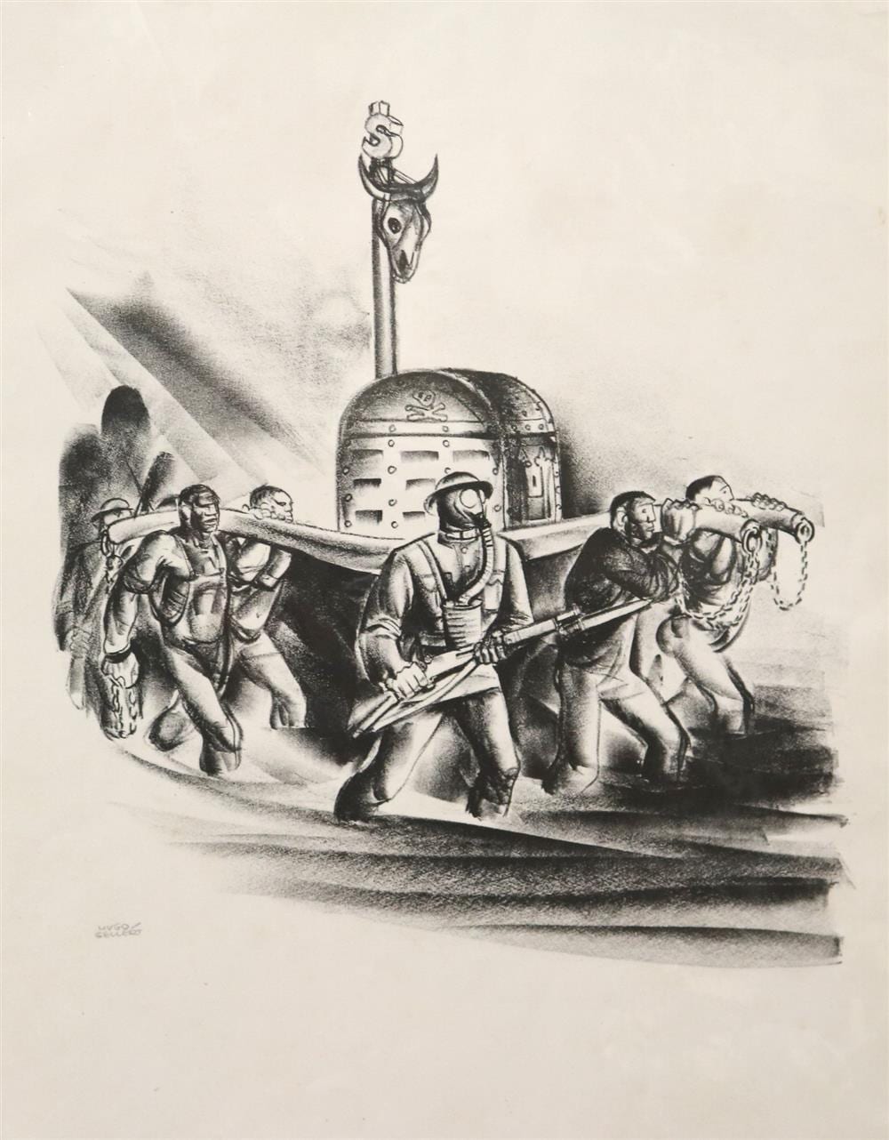 Hugo Gellert comparable auction result: hugo gellert hungarian american 1892 1985 black and white 9 1933 from the portfolio of 62 lithographs by hugo gellert with a