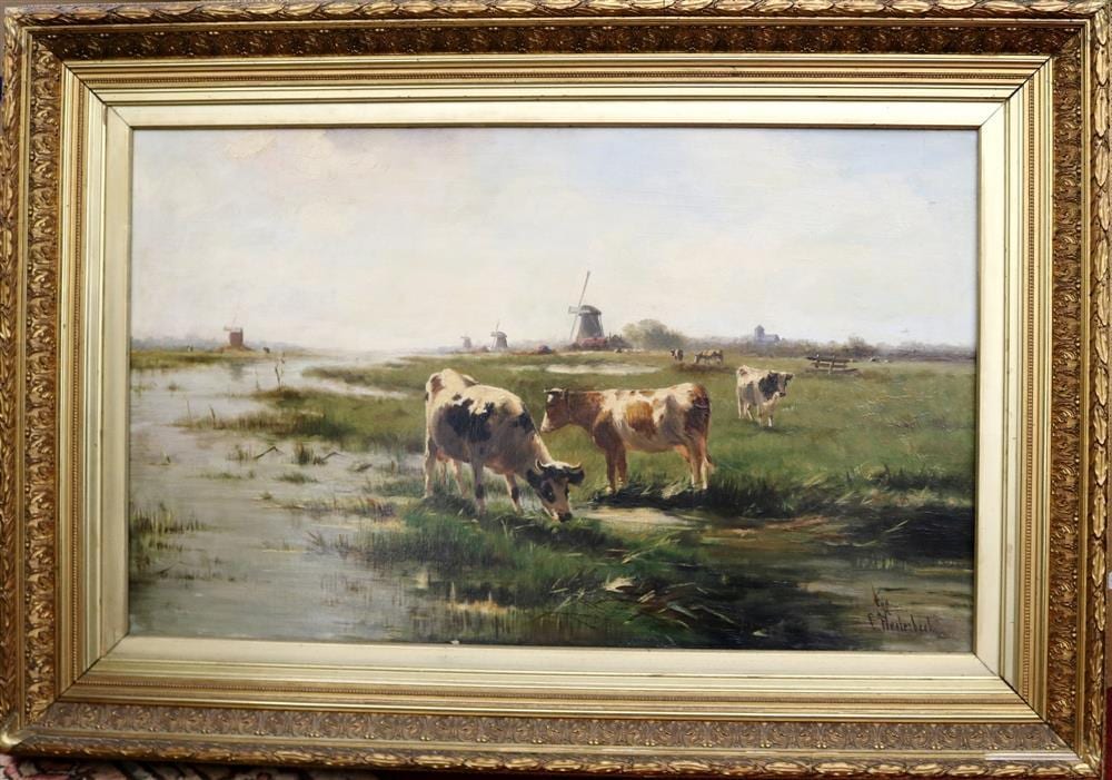 Cornelis (1844) Westerbeek comparable auction result: cornelis westerbeek dutch 1844 1903 summer landscape with cows by the water oil on canvas laid on board signed lower right hand c