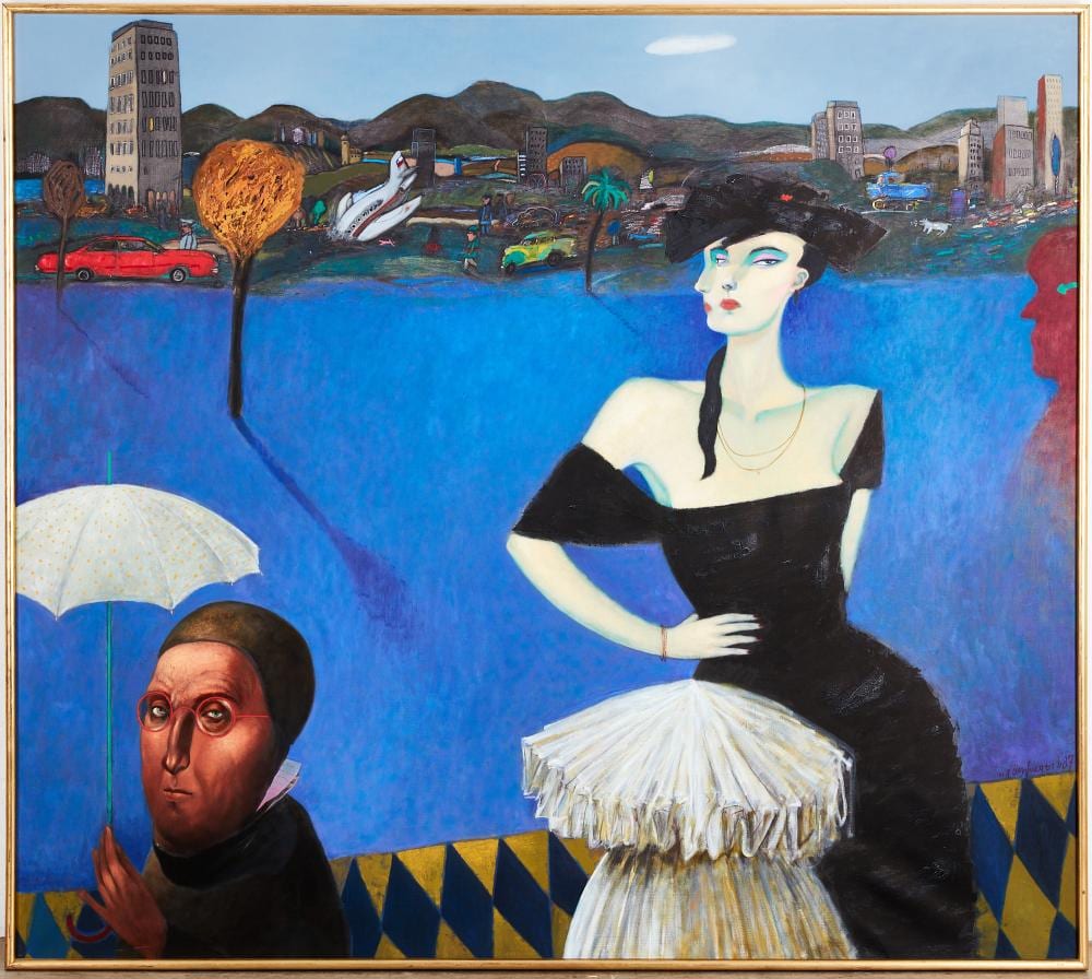 Gonzalo Cienfuegos comparable auction result: gonzalo cienfuegos mexican b 1949 cristina 1987 oil on linen 62 3 4 x 70 1 2in 159 5 x 179cm