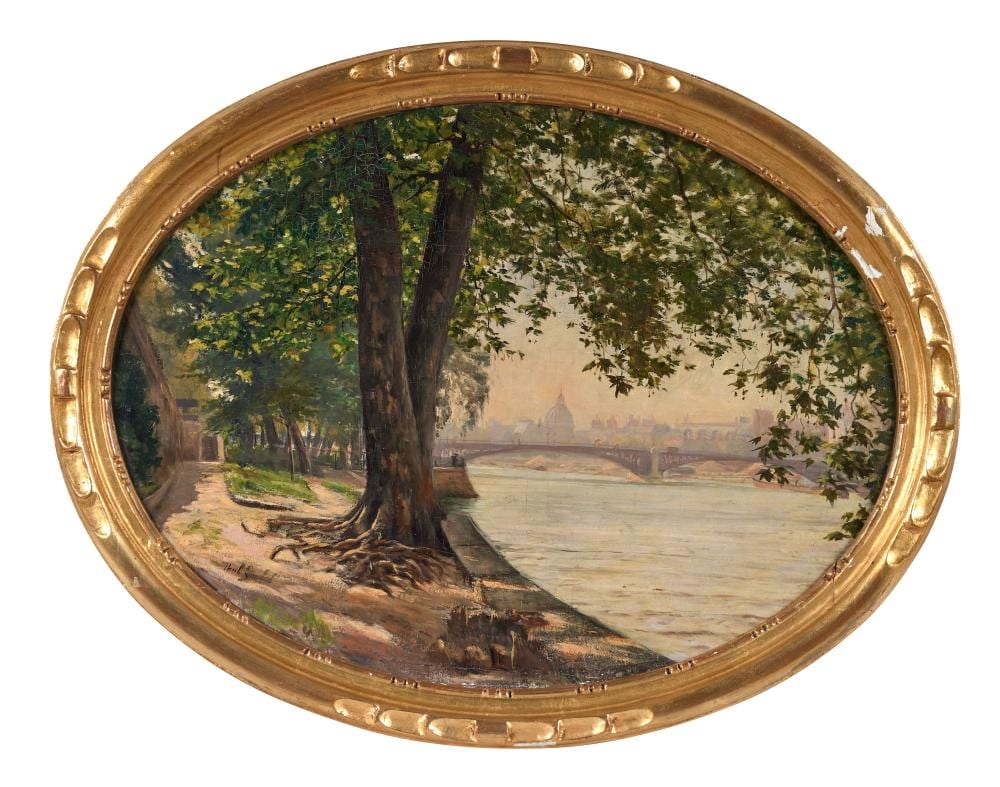 Paul Louchet comparable auction result: paul louchet 1854 1936 bords de seine paris ou les platanes de pavill