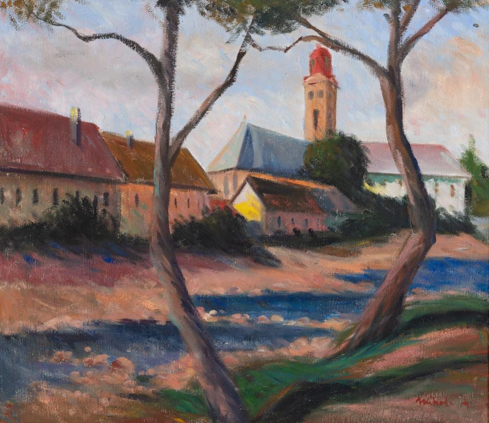 András Mikola comparable auction result: andr s mikola b 1884 d 1970 view from baia mare vedere din baia mare