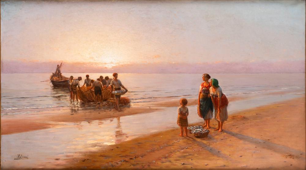 Pasquale Celommi comparable auction result: pasquale celommi montepagano 1851 roseto degli abruzzi 1928 returning from fishing