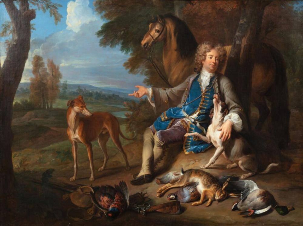 François (1661) Desportes comparable auction result: self portrait as a hunter in a landscape