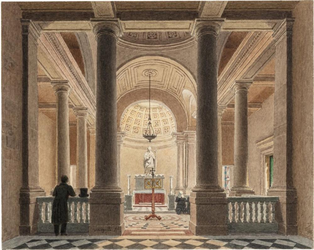 Jean Lubin Vauzelle comparable auction result: view of the interior of the chapel at the the hospice saint charles at rosny vue de l int rieur de la chapelle de l hospice saint charles rosny