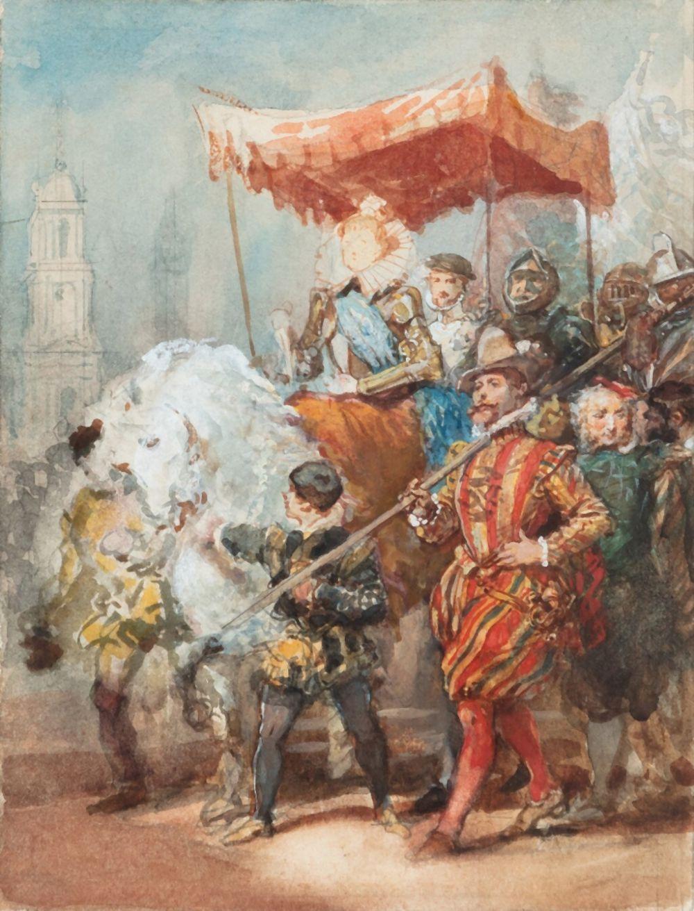 Eugène Louis Lami comparable auction result: woman on a white horse femme sur un cheval blanc