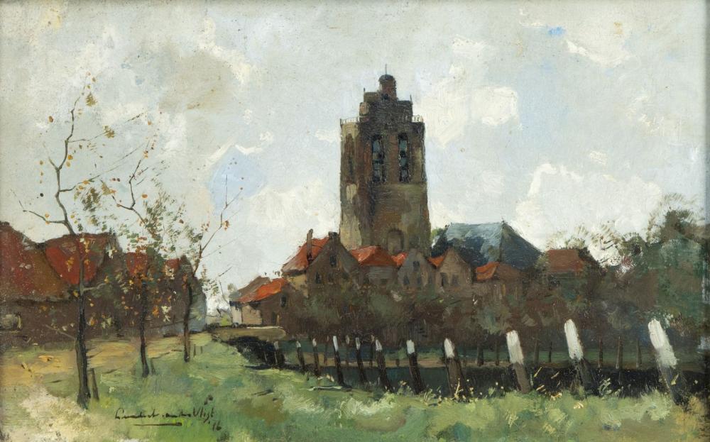 Leendert van der Vlist comparable auction result: leendert van der vlist 1894 1962 gezicht op een hollands dorp met kerktoren