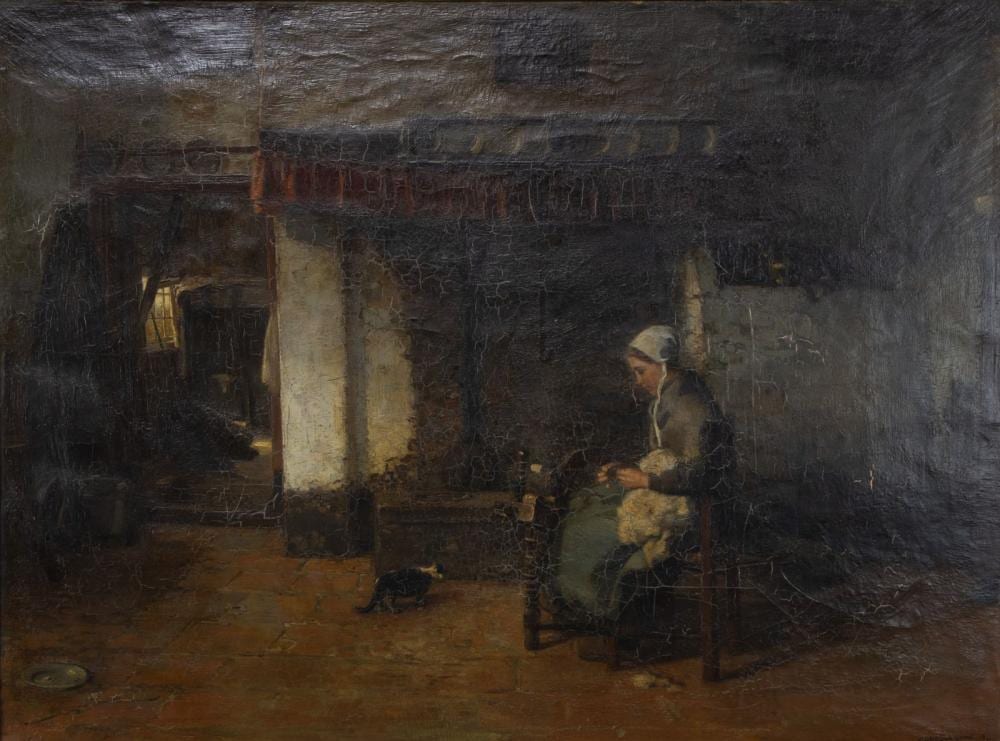 Jacob Dooijewaard comparable auction result: jacob dooijewaard 1876 1969 spinnend meisje in keukeninterieur