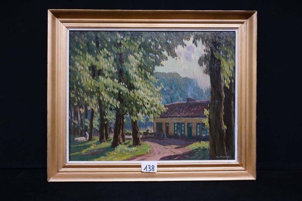 Guillaume Montobio comparable auction result: guillaume montobio 1883 1962 kleine hoeve bij het bos olieverf op doek gesigneerd 55 x 70 cm