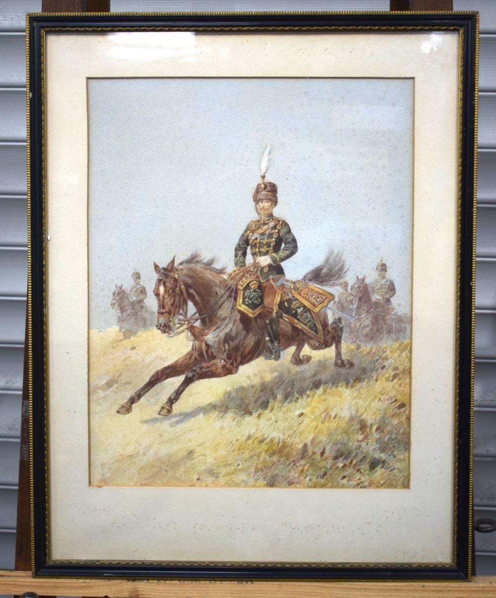 Orlando Norie comparable auction result: orlando norie 1832 1901 a framed 19th century watercolour depicting a military cavalry officer from the 11th hussars signed o norie 43 x 35 cm
