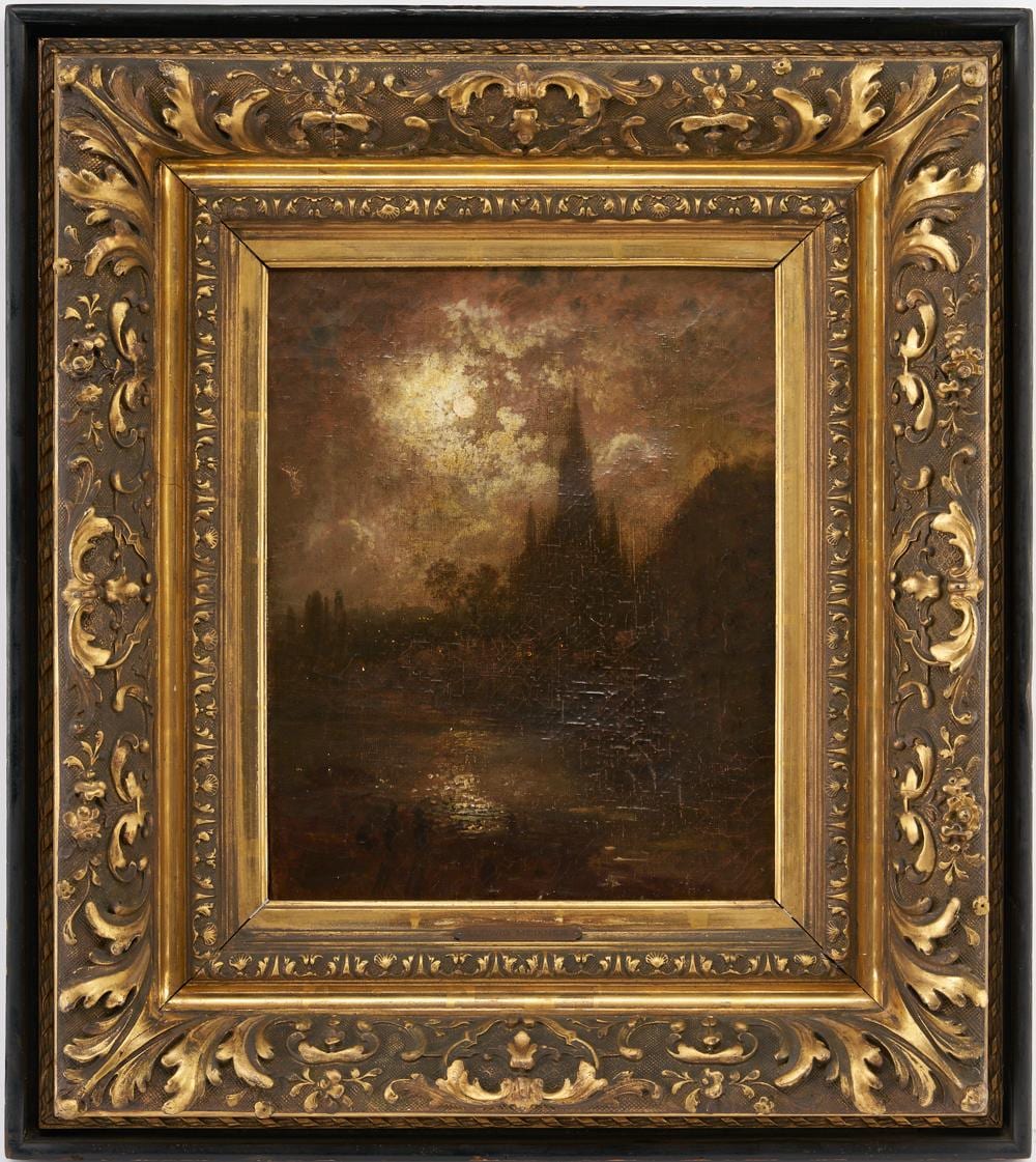 Ludwig Meixner comparable auction result: ludwig meixner 19th c o c moonlit landscape in original gesso frame