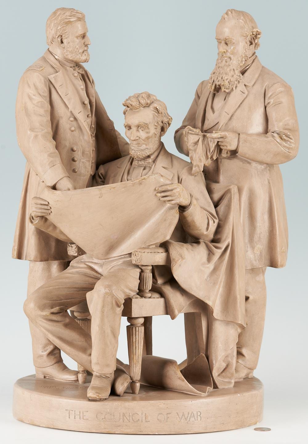 John Rogers Civil War Figural Group, The Council of War sold by Case Antiques, Inc. Auctions & Appraisals, lot 552 — auction record photograph