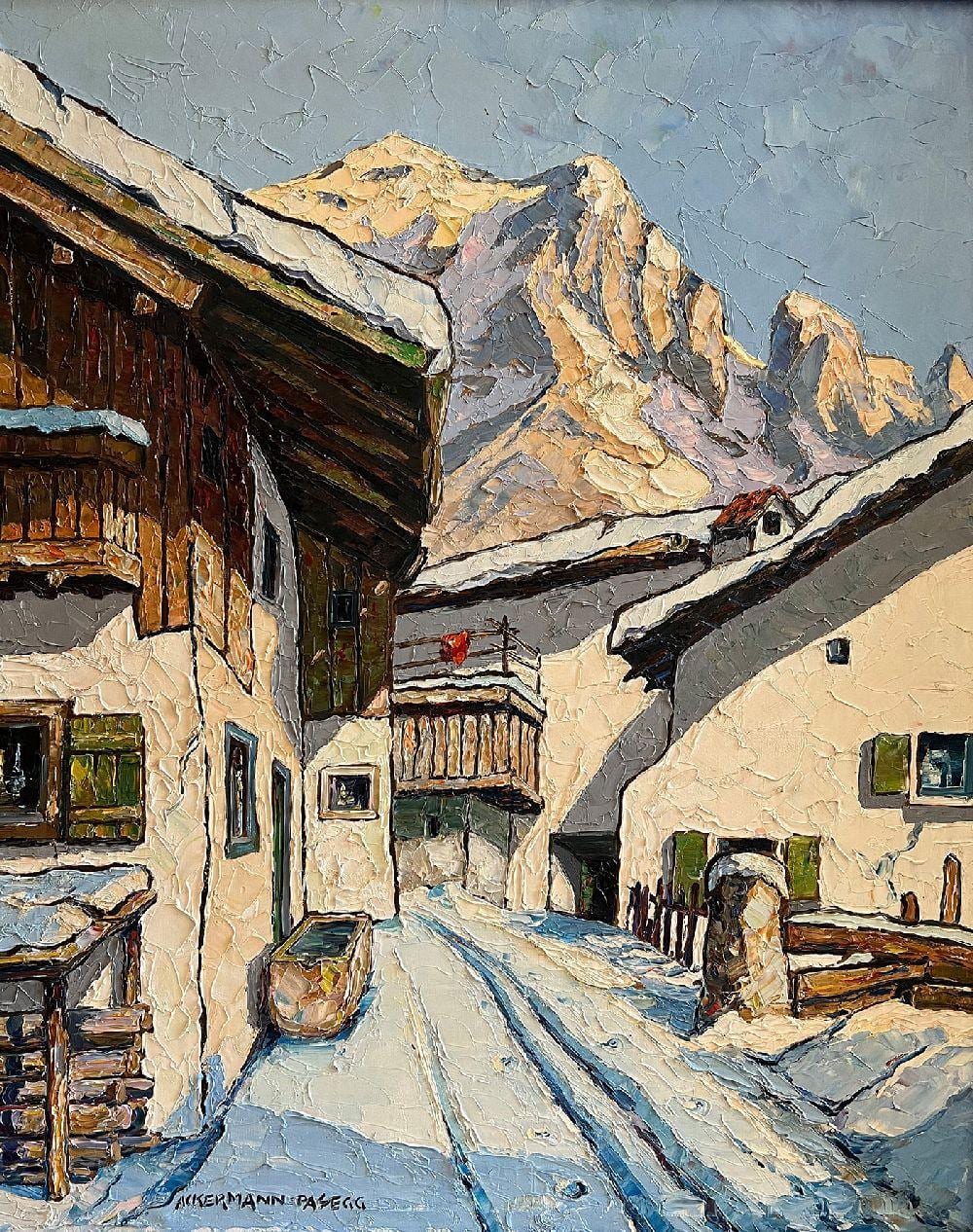 Otto Ackermann comparable auction result: otto ackermann pasegg 1882 1959 h userzeile im schnee im hintergrund die berge signiert und r c