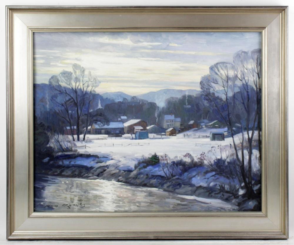 Ken Knowles comparable auction result: ken knowles vermont farm scene in winter
