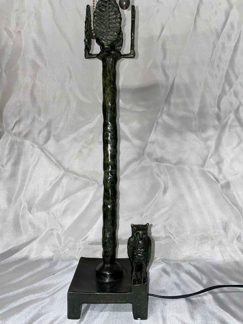 DIEGO GIACOMETTI SWISS BRONZE SCULPTURE OWL LAMP sold by Ark Auctions, lot 120 — auction record photograph