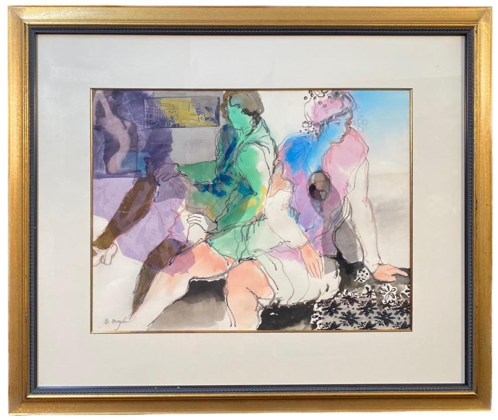Biata Magal comparable auction result: batia magal 1953 original mixed media painting titled rhapsody in blue 37in x 44in 94cm x 112cm