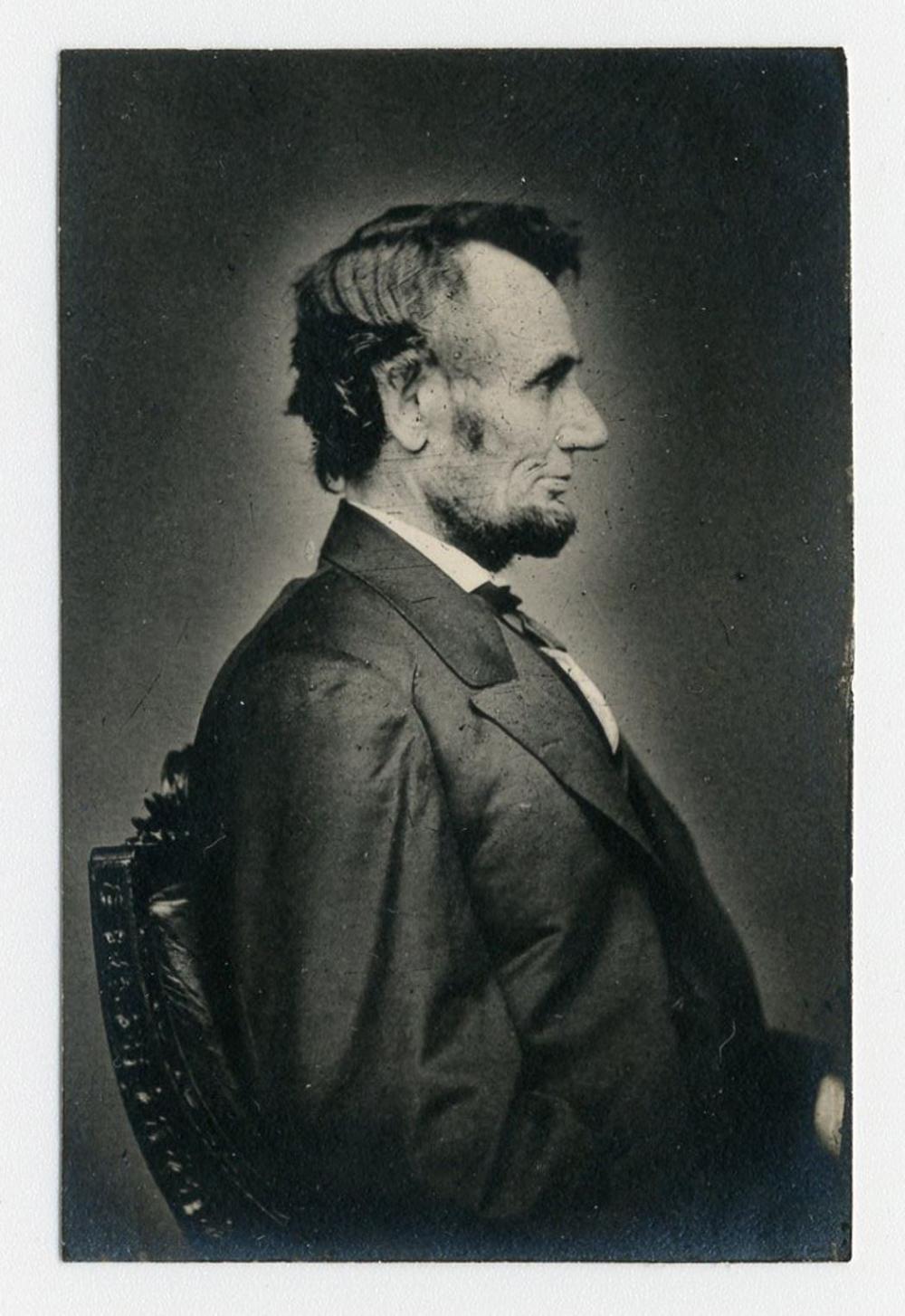 Abraham Lincoln "Penny Profile" or "Brady Profile" Photo, Meserve Printed & Collected sold by University Archives, lot 62 — auction record photograph