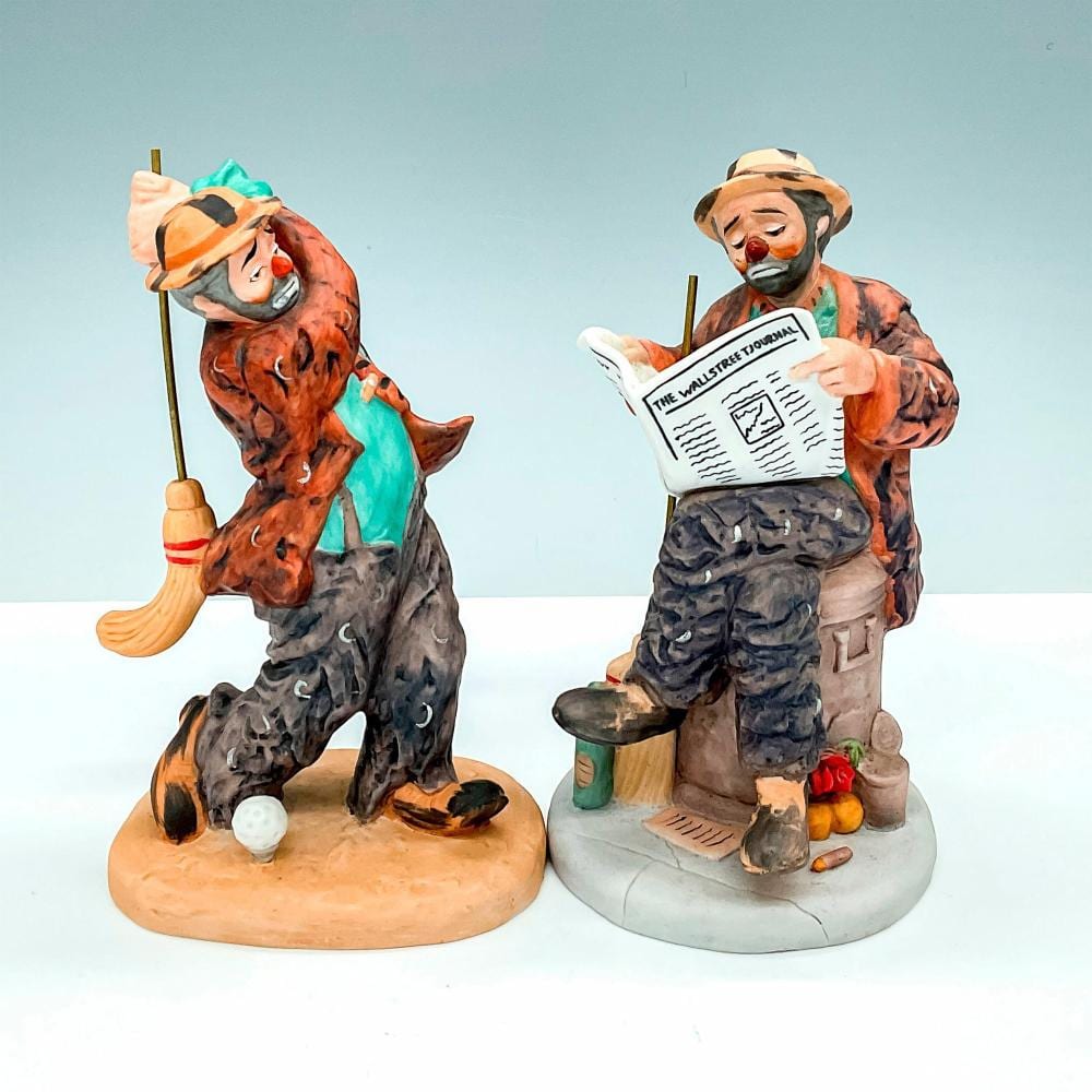 2pc Emmett Kelly Jr. Ceramic Figurines sold by Lion and Unicorn, lot 300 — auction record photograph