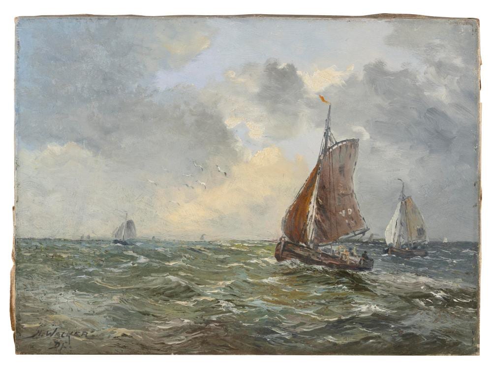 Hans Wacker-Elsen comparable auction result: hans wacker elsen germany 1868 1958 sailing in open waters oil on canvas 13 5 x 18 5 unframed