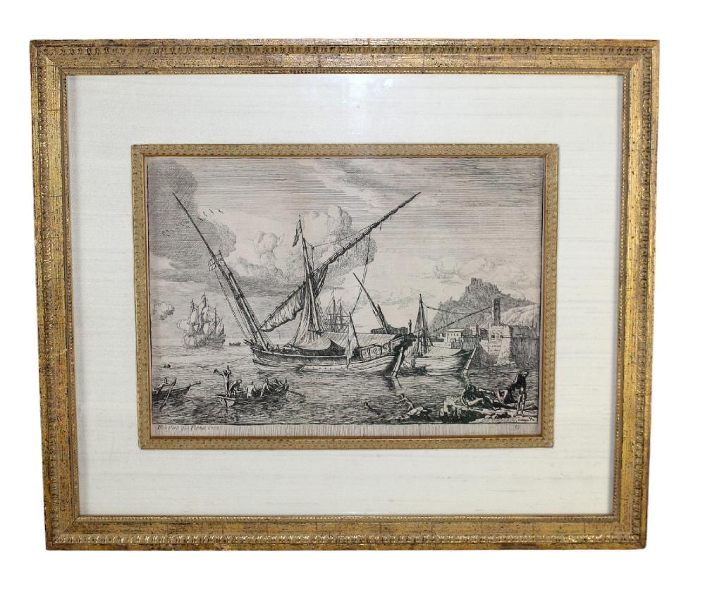 Adrien Manglard comparable auction result: adrien manglard etching le plein mer avec deux vaisseaux fec roma 1753