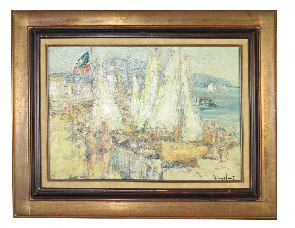 Marius Woulfart comparable auction result: marius woulfart french 1905 1997 oil on canvas painting les voiliers sailboats signed l r m