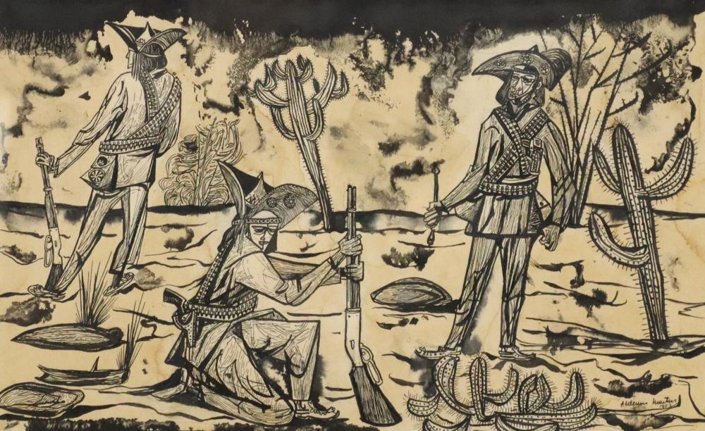 Aldemir Martins comparable auction result: aldemir martins d 2006 ink painting cangaceiros