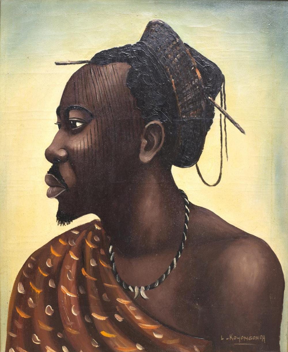 Louis Koyongonda comparable auction result: louis koyongonda b1918 african portrait painting