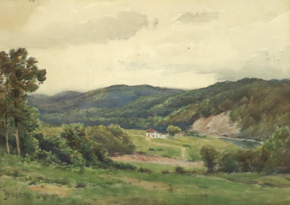 James Henry Moser comparable auction result: james henry moser 1854 1913 watercolor landscape