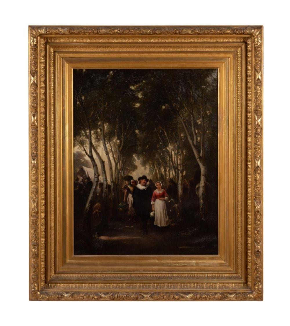 Wilhelm Amberg comparable auction result: wilhelm amberg figures in a landscape oil