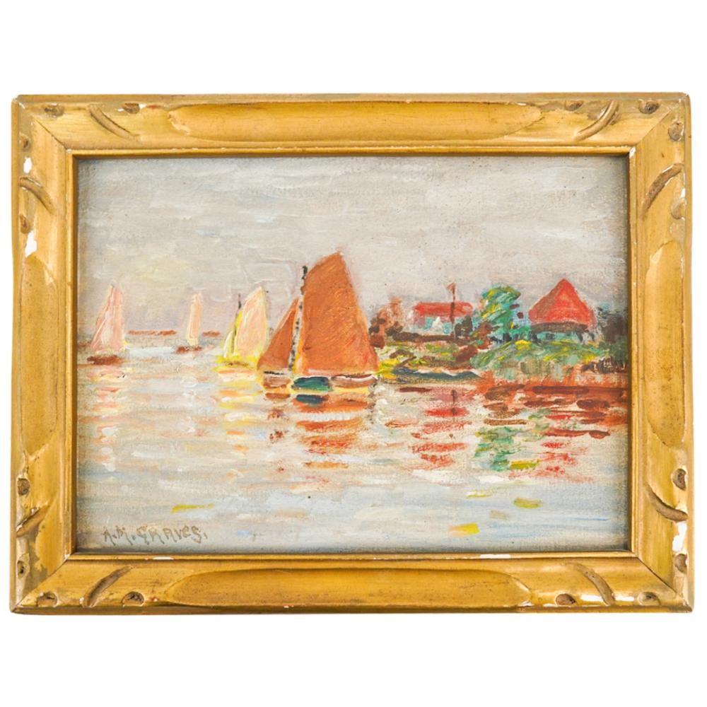 Albert Melville Graves comparable auction result: albert melville graves american 1862 1950 oil on panel sailboat painting